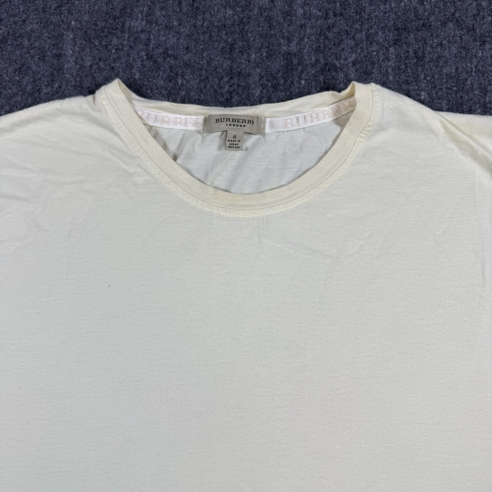 Burberry London Men's S Ivory T-Shirt 100% Cotton Made in Great Britain
